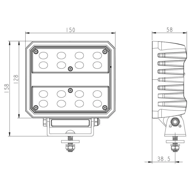 LED work light | 8267 lumen | 80 watts | IP69K | built-in Deutsch connector - 7