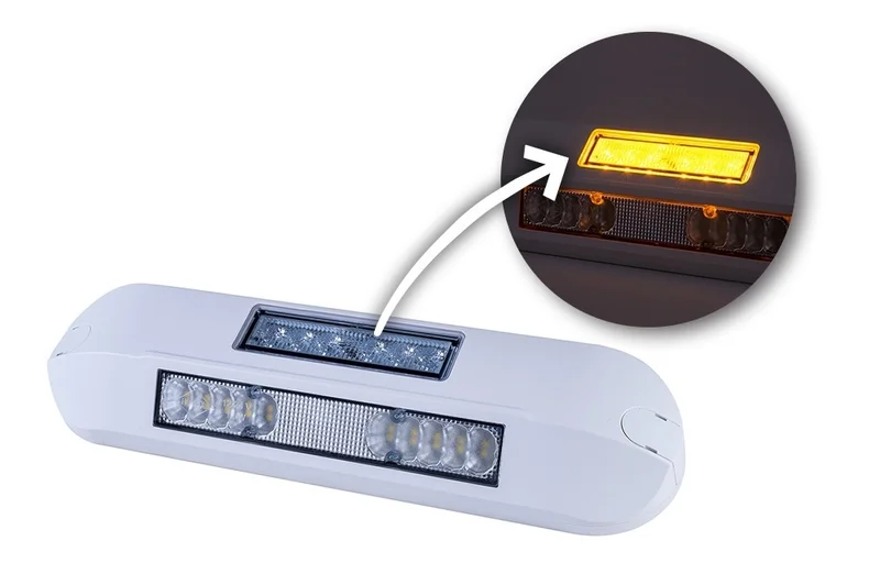 LED sidearbeidslys + oransje R65 blink, 4000K, hvitt hus 12-24v - 4
