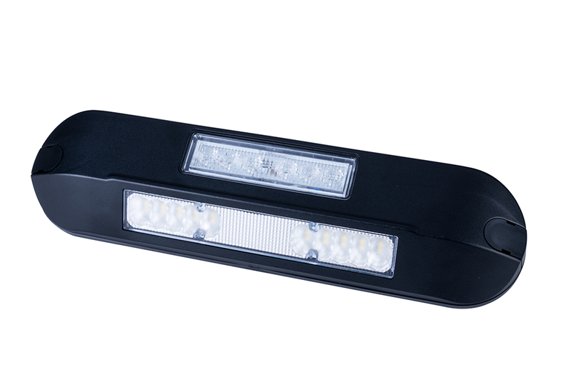 LED side arbejdslys + amber R65 blink, 4000K, sort hus 12-2 - 3