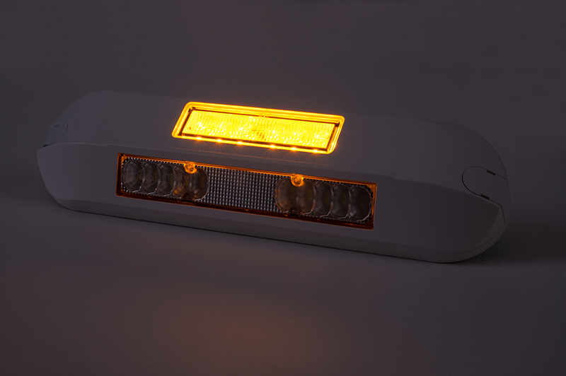 LED side arbeidslys + amber R65 blink, 6500K, hvitt hus 12-24v - 6
