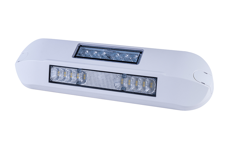 LED side arbeidslys + amber R65 blink, 6500K, hvitt hus 12-24v - 3