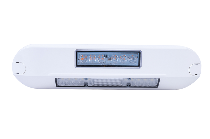 LED side arbeidslys + amber R65 blink, 6500K, hvitt hus 12-24v - 2