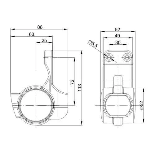 LED wide beam lamp with short stem Left 12-24v 1.5mm². connector - 4