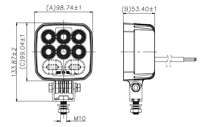 LED work light | R65 torch | 2250 lumen | 9-36v | 4m. cable - 9