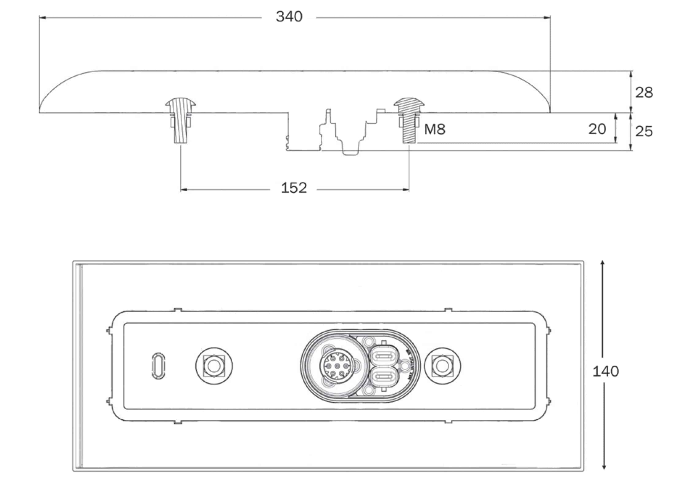 LED ADR baklys høyre vertikal 12-24v 7-PIN+ 2x SS - 2