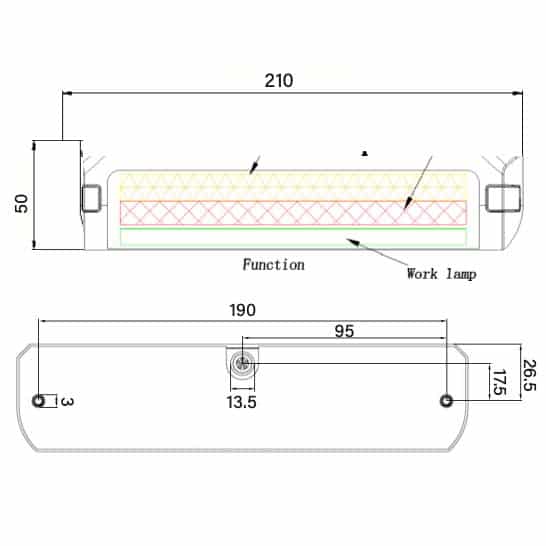 LED ADR takasumuvalo yläasennettu sis. työvalo 12/24v, SS-liitin - 2