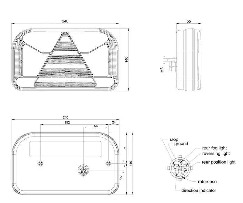 Right | LED rear lights without licence plate lights | 12-36v | 5-PIN - 3