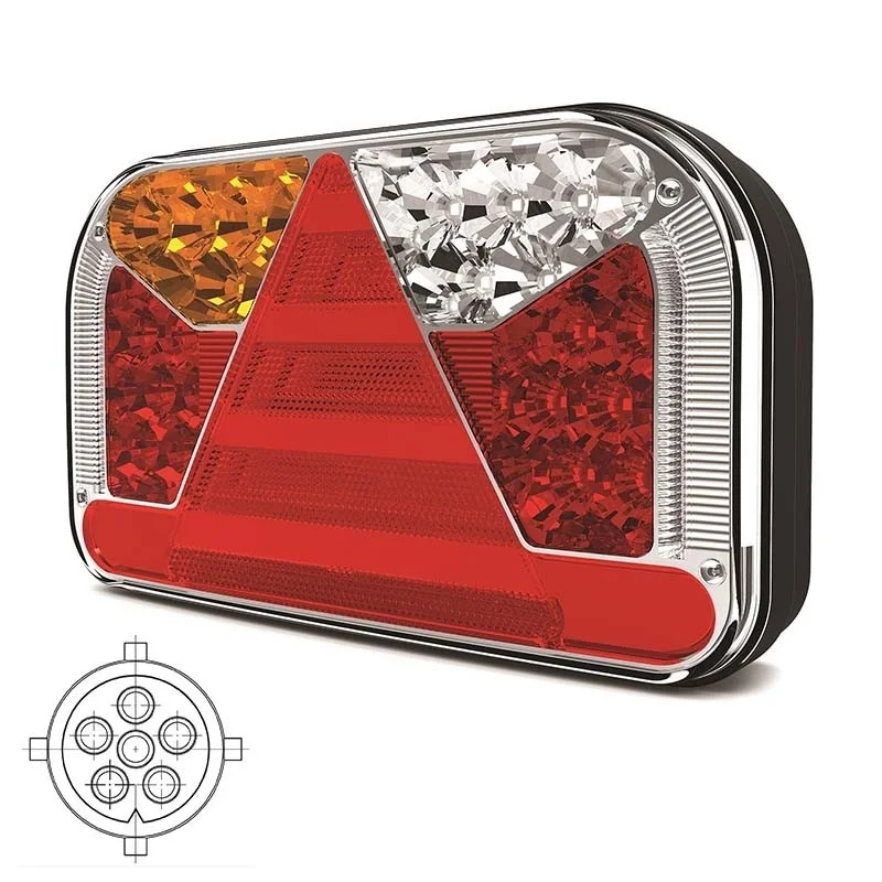 Left | LED rear lights with licence plate lights | 12-36v | 6-PIN