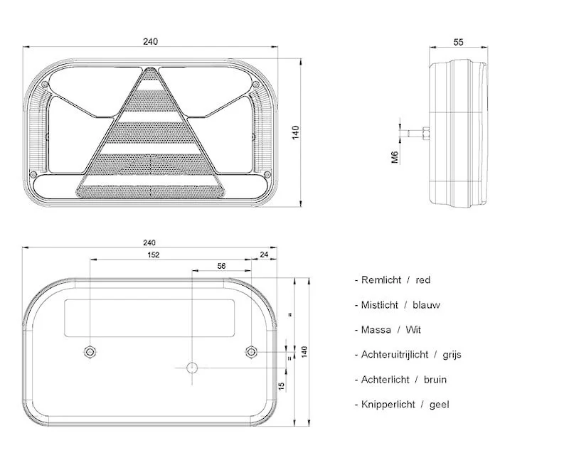 Höger | LED-bakljus med registreringsskyltsbelysning | 12-36v | 100cm kabel - 4