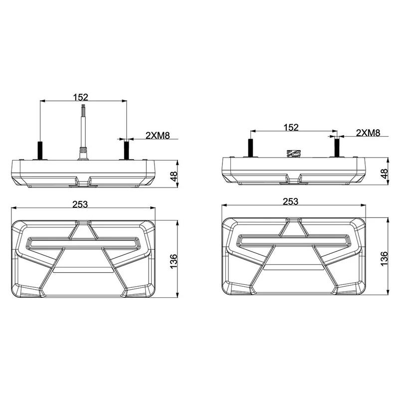 LED neon rear light, left 12-24v 200cm cable - 10