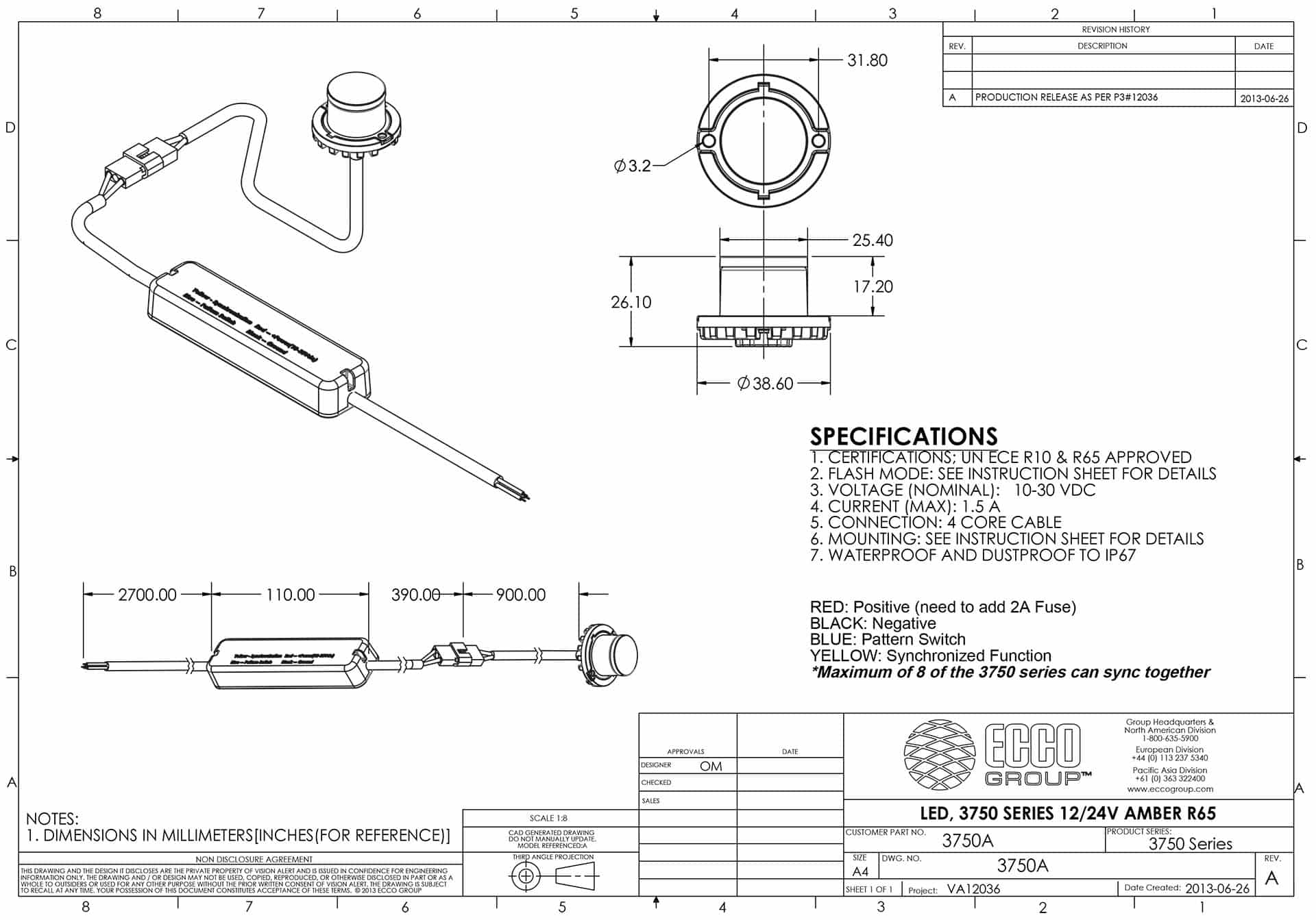 LED varsellys 6-LED | blå | 12-24v | R65 - 2