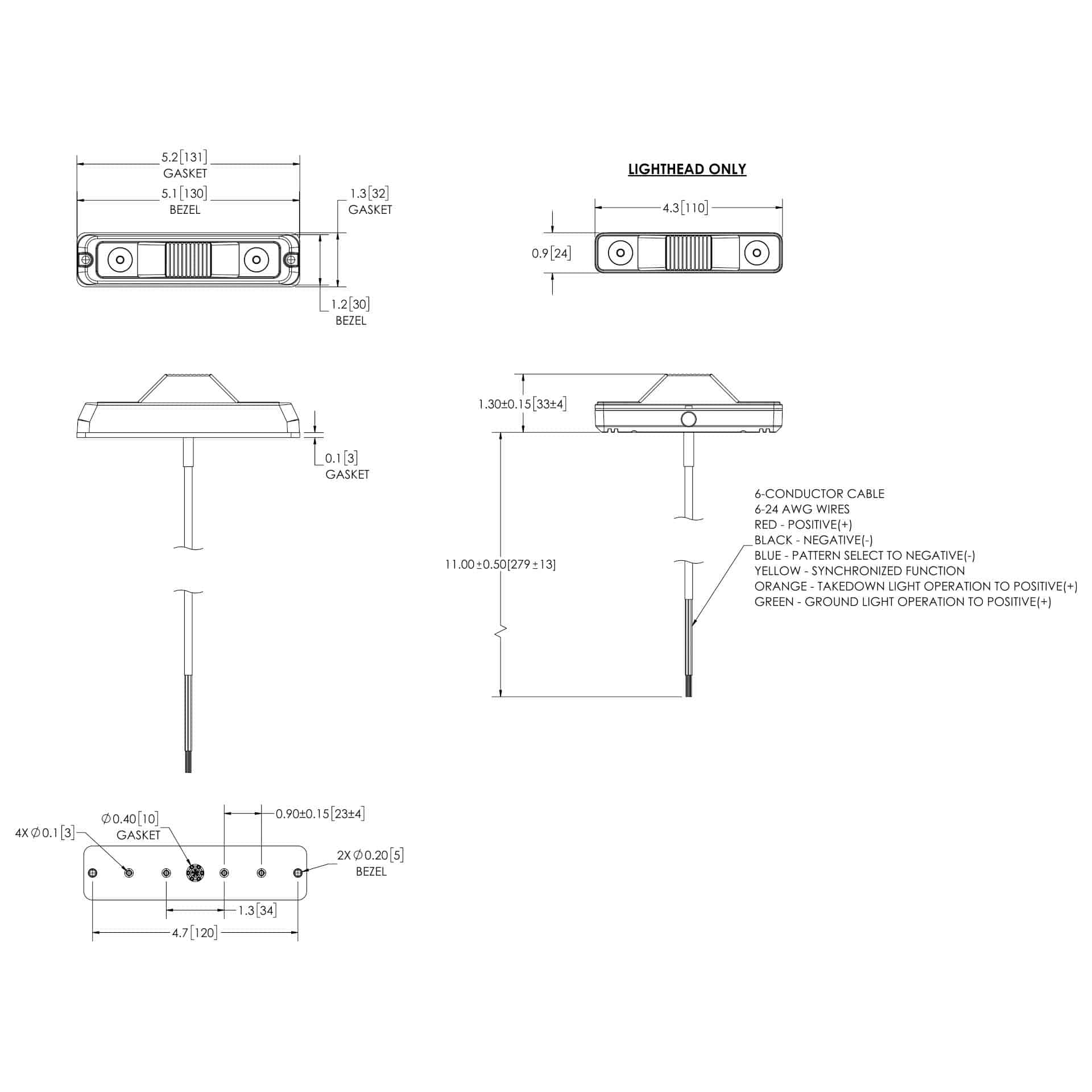 LED R65 Varningsljus 6-LED röd | blå DUAL-färg | 12-24v - 2