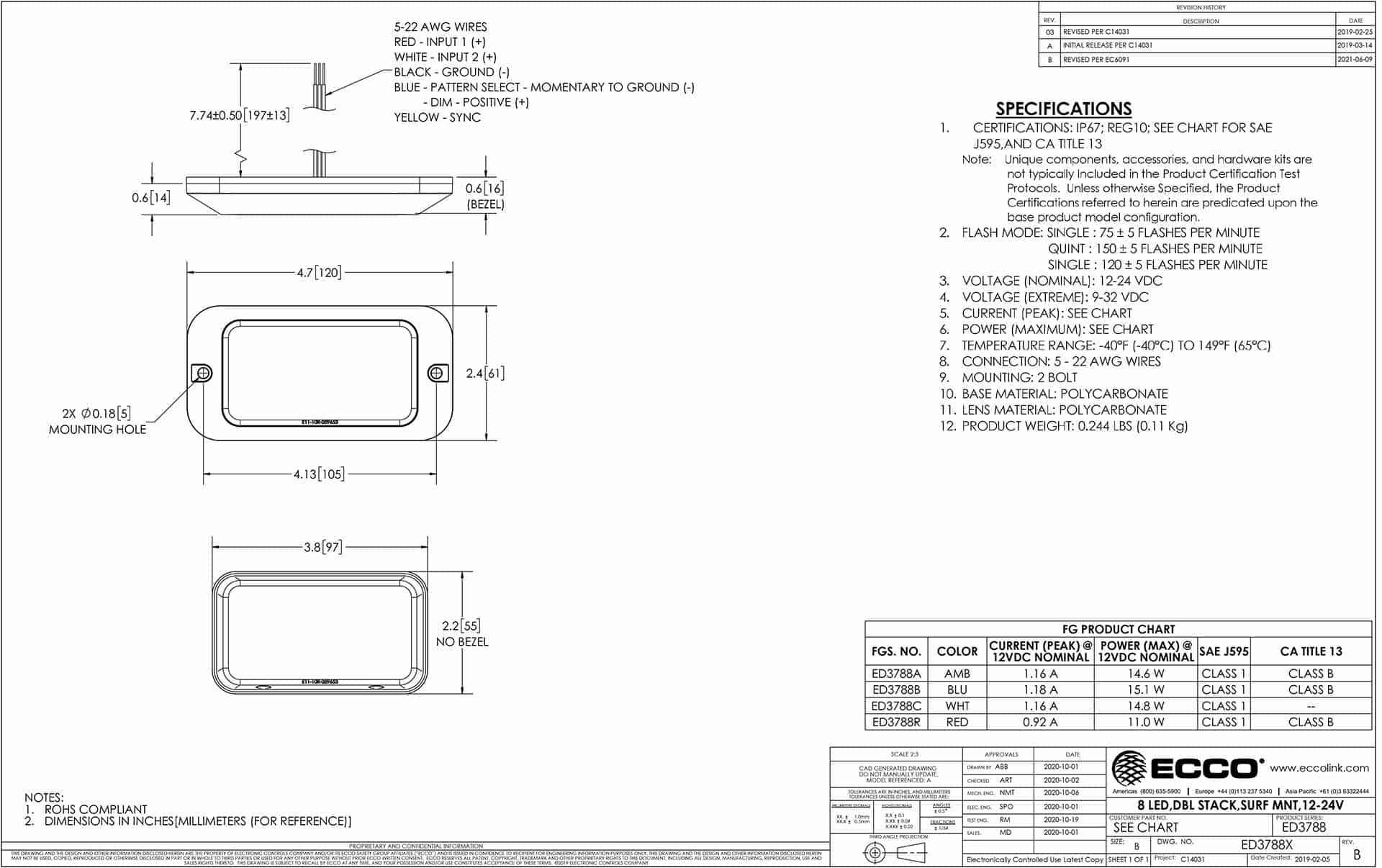 LED advarselslys 8-LED | R65 | ravgul | 12-24v - 2