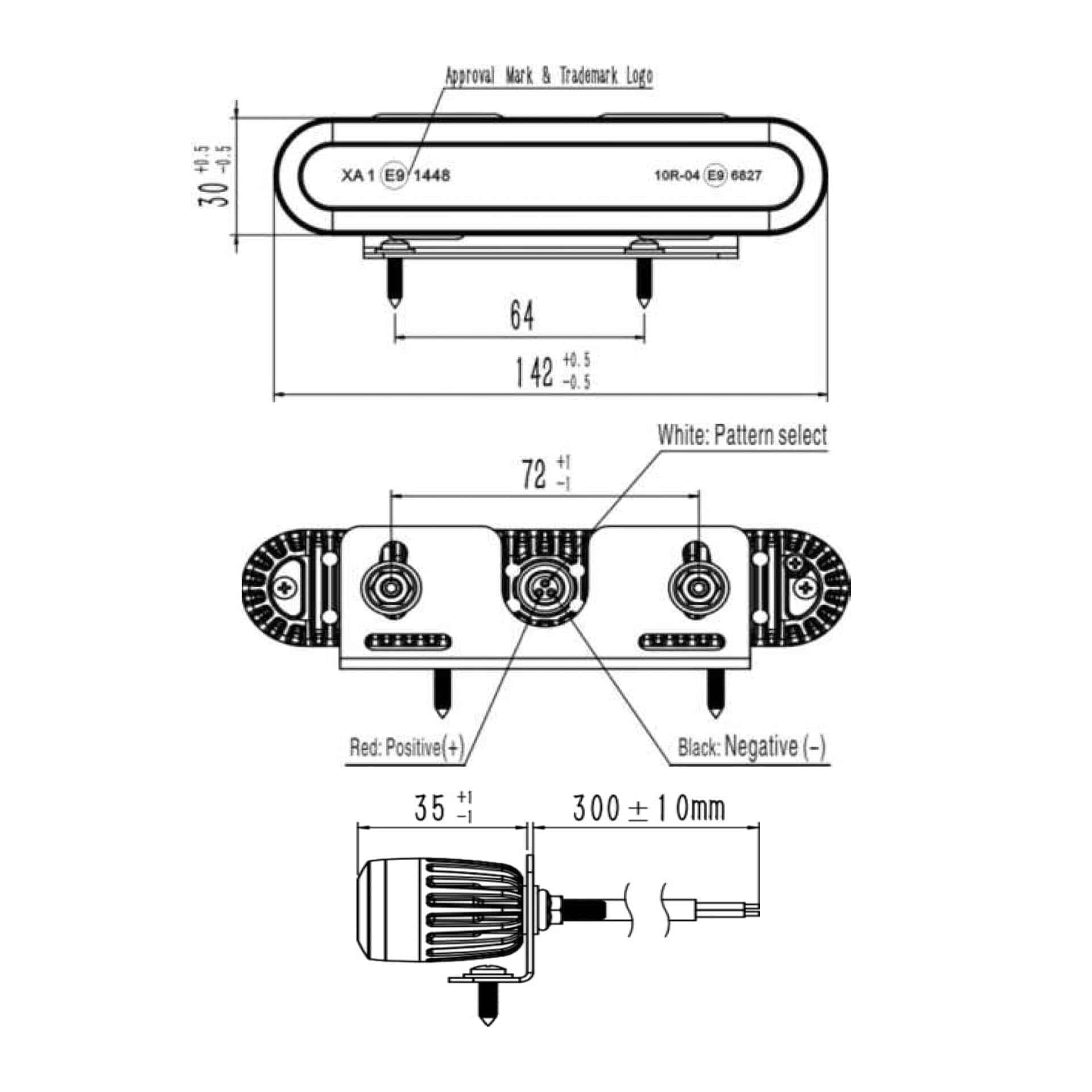 LED-varoitusvalo 6-LED | R65 | sininen | 12-24v - 2