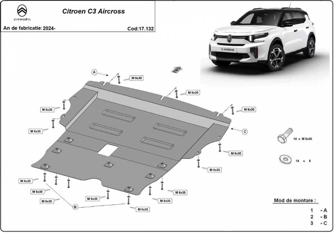 Bunnplate Stål Motor+ | Citroën C3 Aircross (2024-2026) - 3