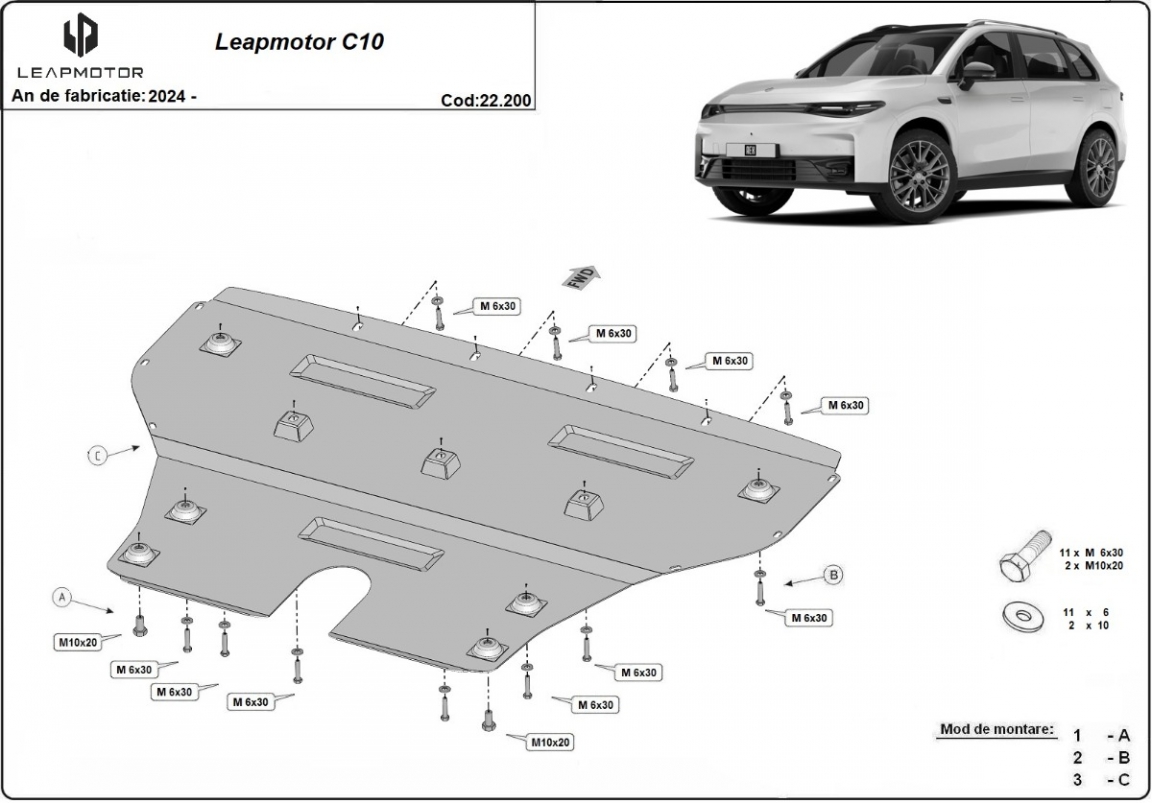 Bunnplate Stål Motor+ | LeapMotor C10 (2024-2026) - 3