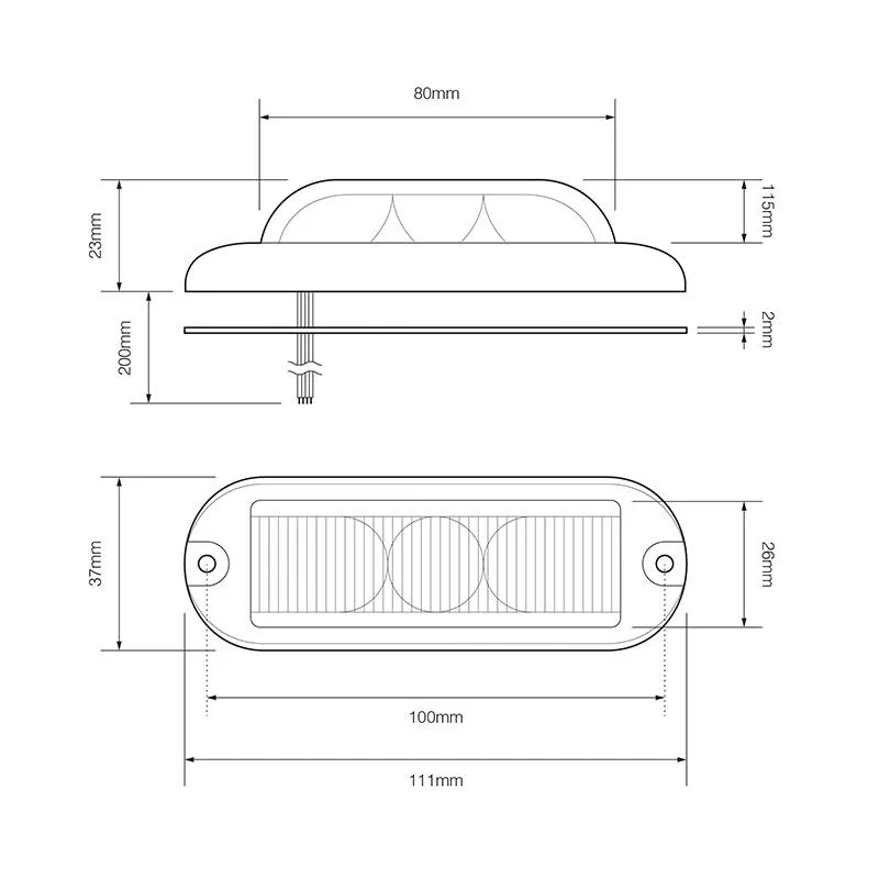 LED varsellys 3 LED-er | Rav | 180 grader | 10-30v - 4