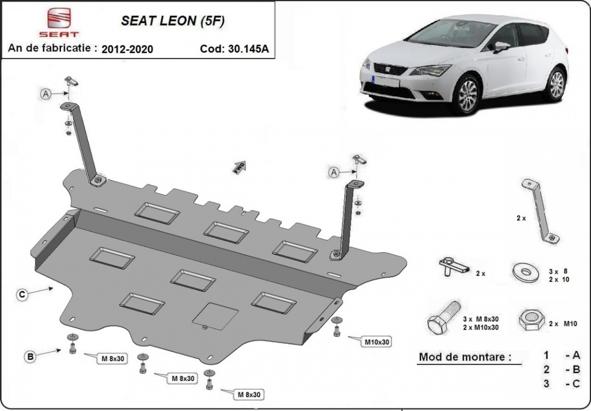Skid plate Steel Engine+ | Seat Leon Mk3 - Autom. (2012-2020) - 3
