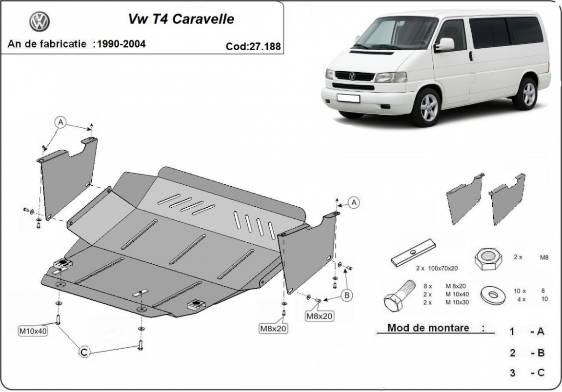 Skid plate Steel Engine+ | VW Transporter T4 Caravelle (1990-2003) - 3