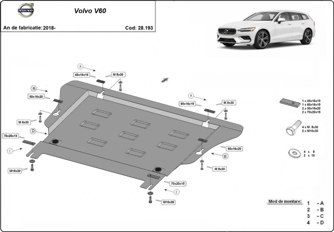 Bunnplate Stål Motor+ | Volvo V60 (2018-2025) - 3