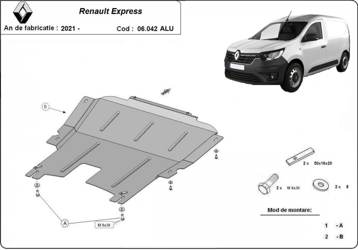Skid plate Aluminium Engine+ | Renault Express (2021-2026) - 3