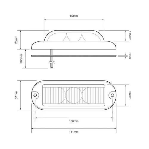 LED varsellys 3 LED-er | Rød 180 grader | 10-30v - 4
