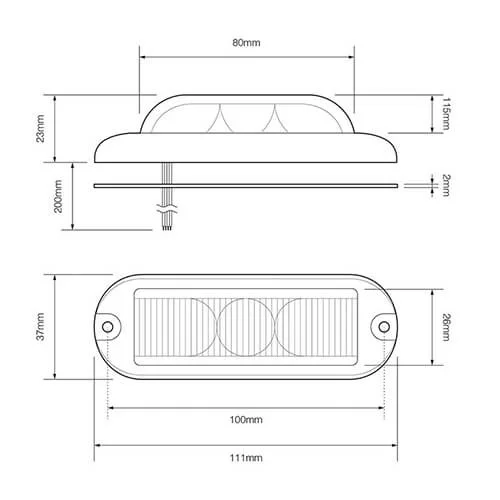 LED warning light 3 LEDs | white 180 degrees | 10-30v - 4