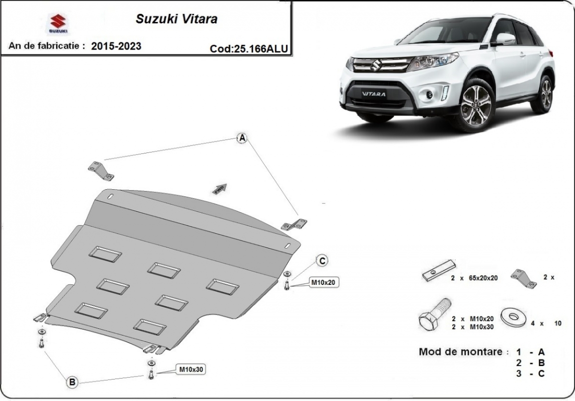 Hasplåt Aluminium Motor+ | Suzuki Vitara (2013-2023) - 3