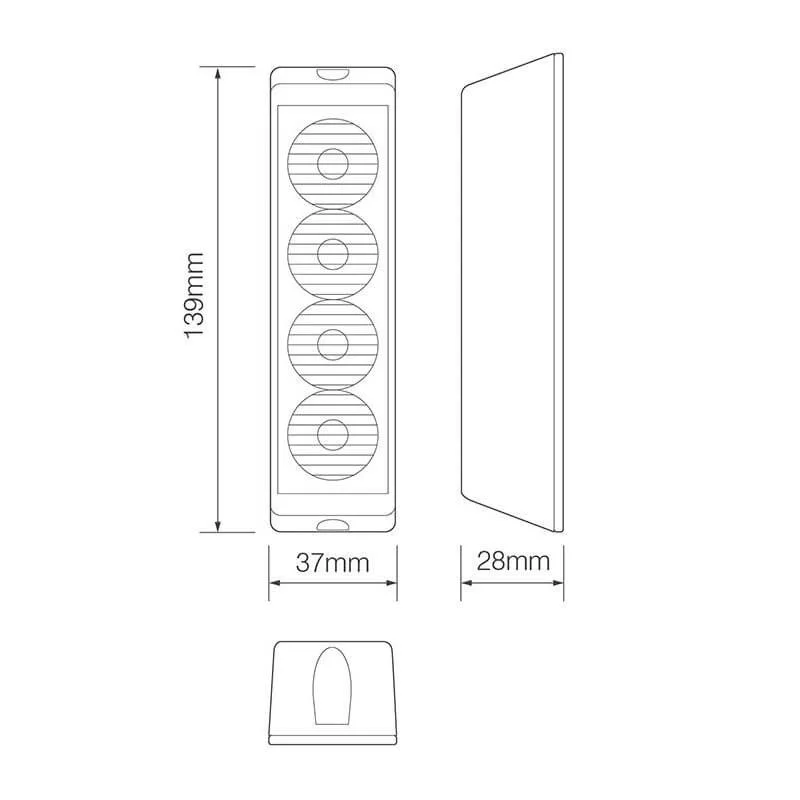 LED varsellys 4 LED-er Rav | 10-30v - 2