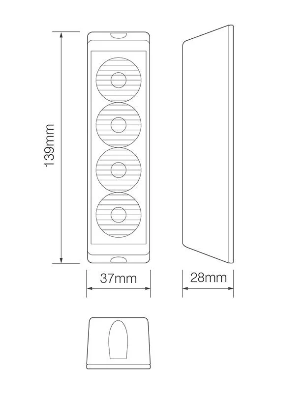 LED warning light 4 LEDs | blue | 10-30v - 2