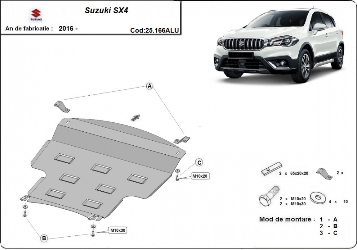Bundplade Aluminium Motor+ | Suzuki SX4 (2013-2023) - 3
