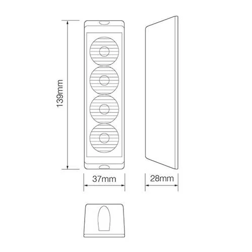 LED varsellampe 4 LED-er | rød | 10-30v - 2
