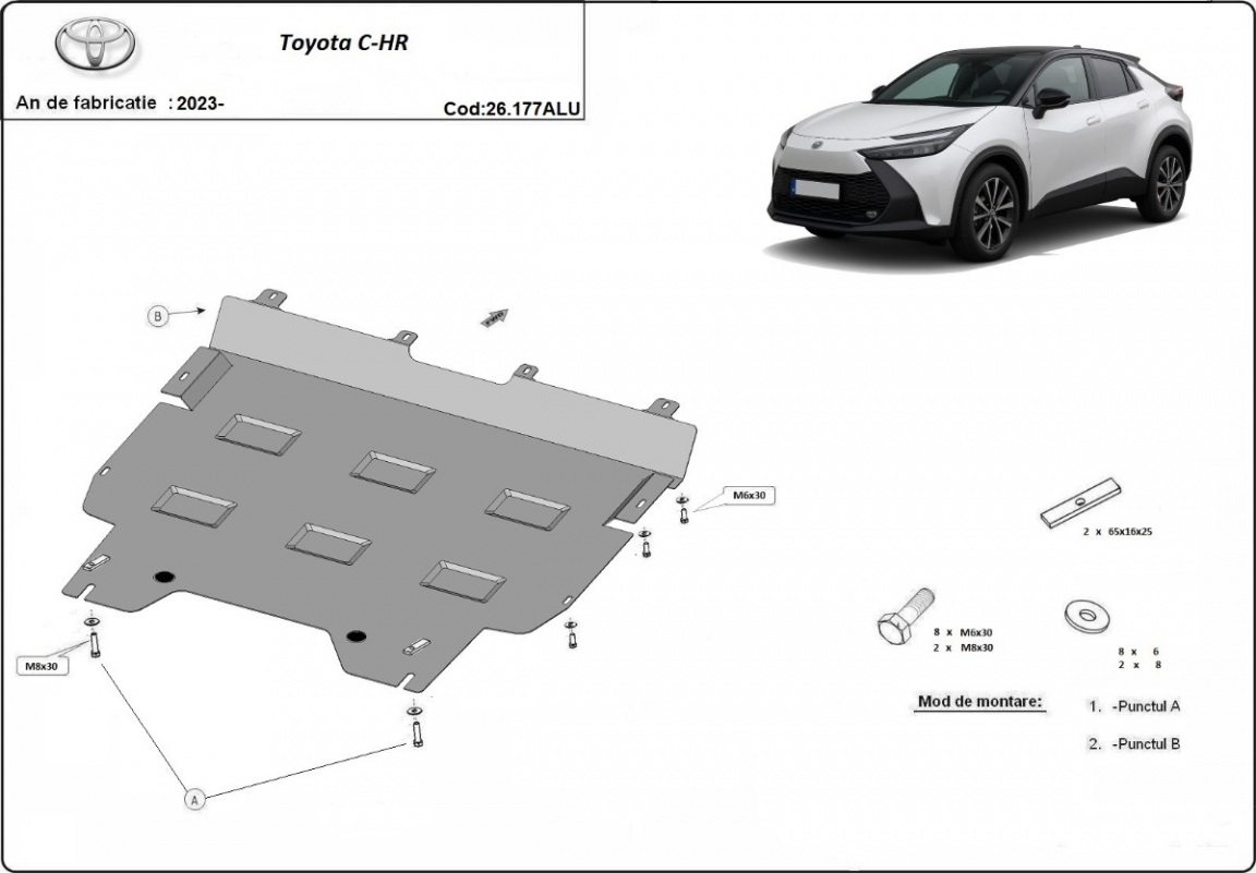 Pohjapanssari Aluminium Moottori+ | Toyota C-HR (2023-2026) - 3