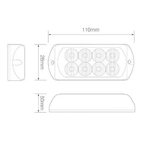 LED varsellys 8 LED-er | ravgul | 10-30v - 2