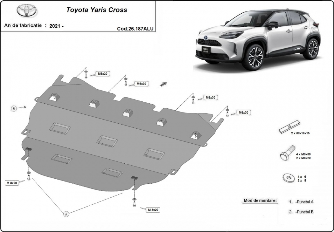 Hasplåt Aluminium Motor+ | Toyota Yaris Cross (2021-2026) - 3