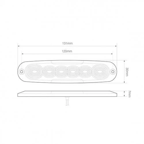 Slimline LED advarselslys | R65 | 6 LED'er | ravgul | 10-30v - 3