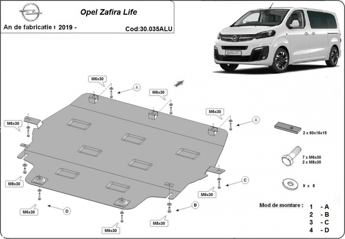 Pohjapanssari Aluminium Moottori+ | Opel Zafira Life (2019-2026) - 3