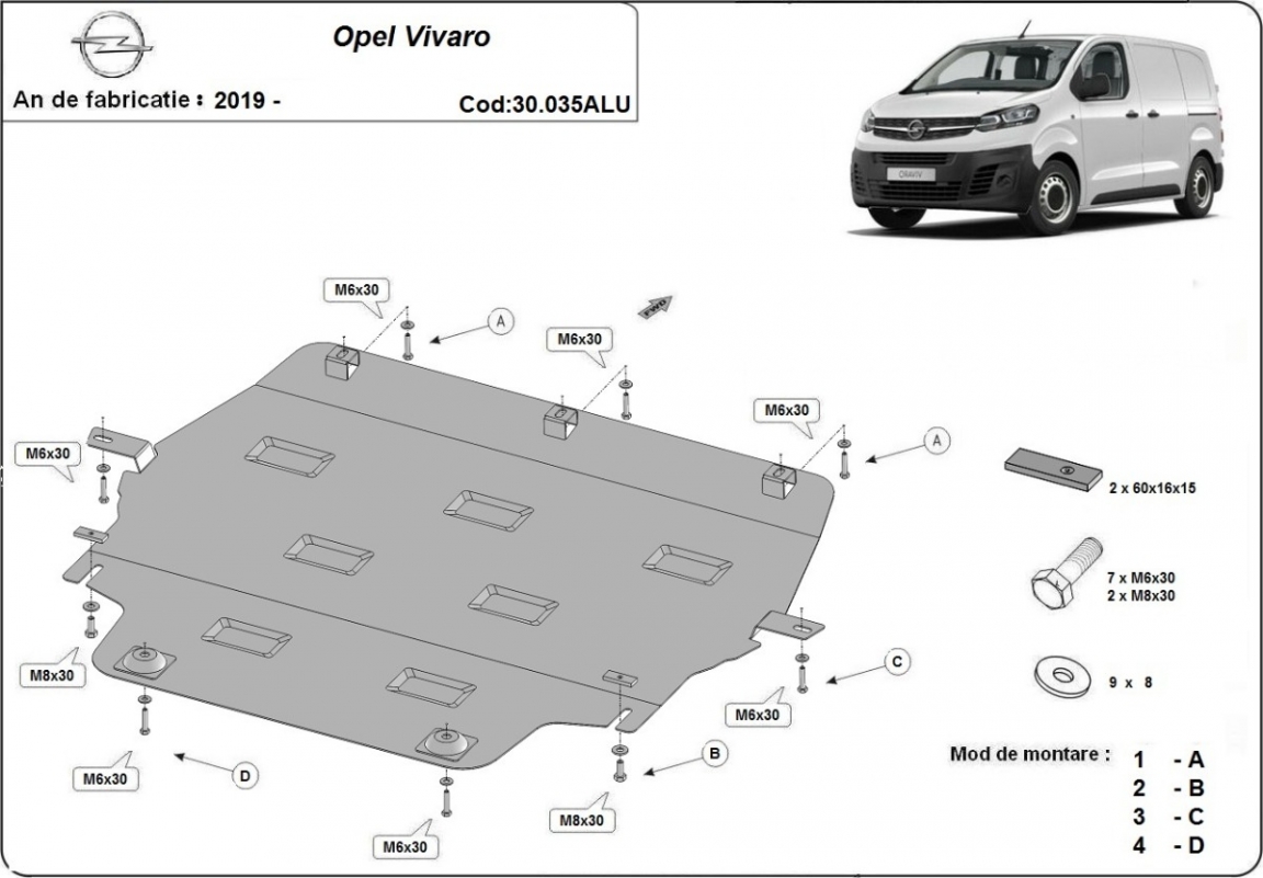 Hasplåt Aluminium Motor+ | Opel Vivaro (2019-2026) - 3