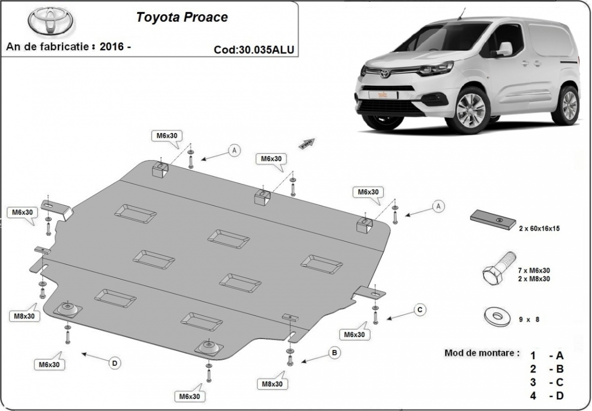 Skid plate Aluminium Engine+ | Toyota Proace (2016-2026) - 3