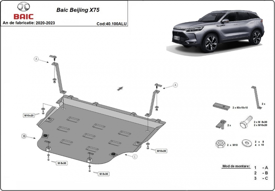 Bunnplate Aluminium Motor+ | BAIC Beijing X75 (2020-2023) - 3