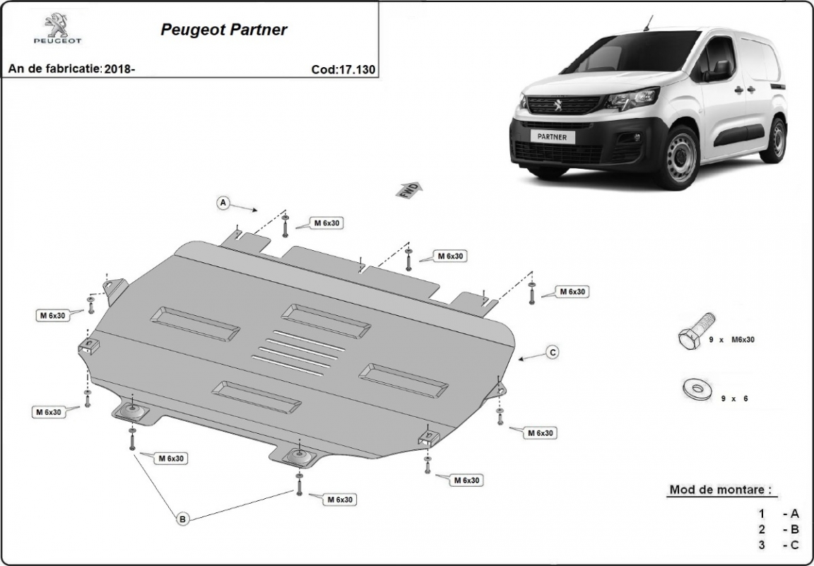 Hasplåt Stål Motor+ | Peugeot Partner (2018-2026) - 3
