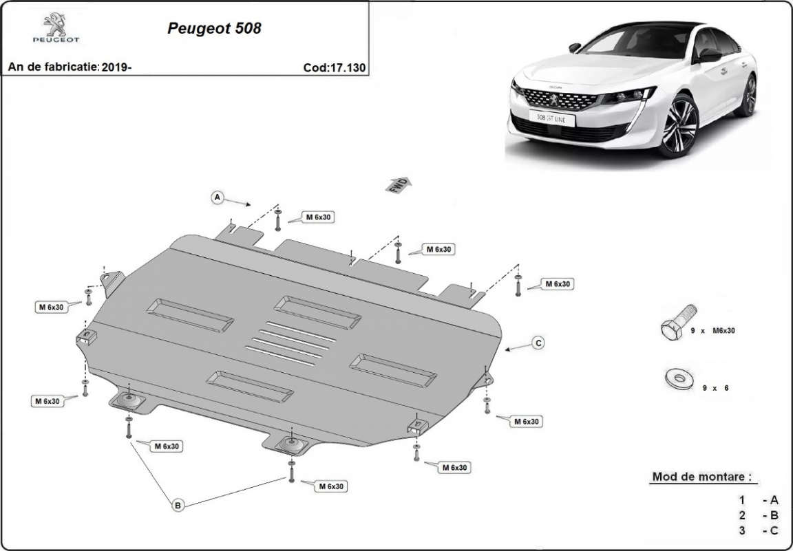 Bunnplate Stål Motor+ | Peugeot 508 (2019-2026) - 3