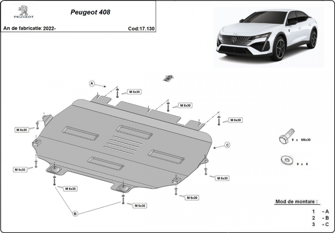Hasplåt Stål Motor+ | Peugeot 408 (2022-2026) - 3