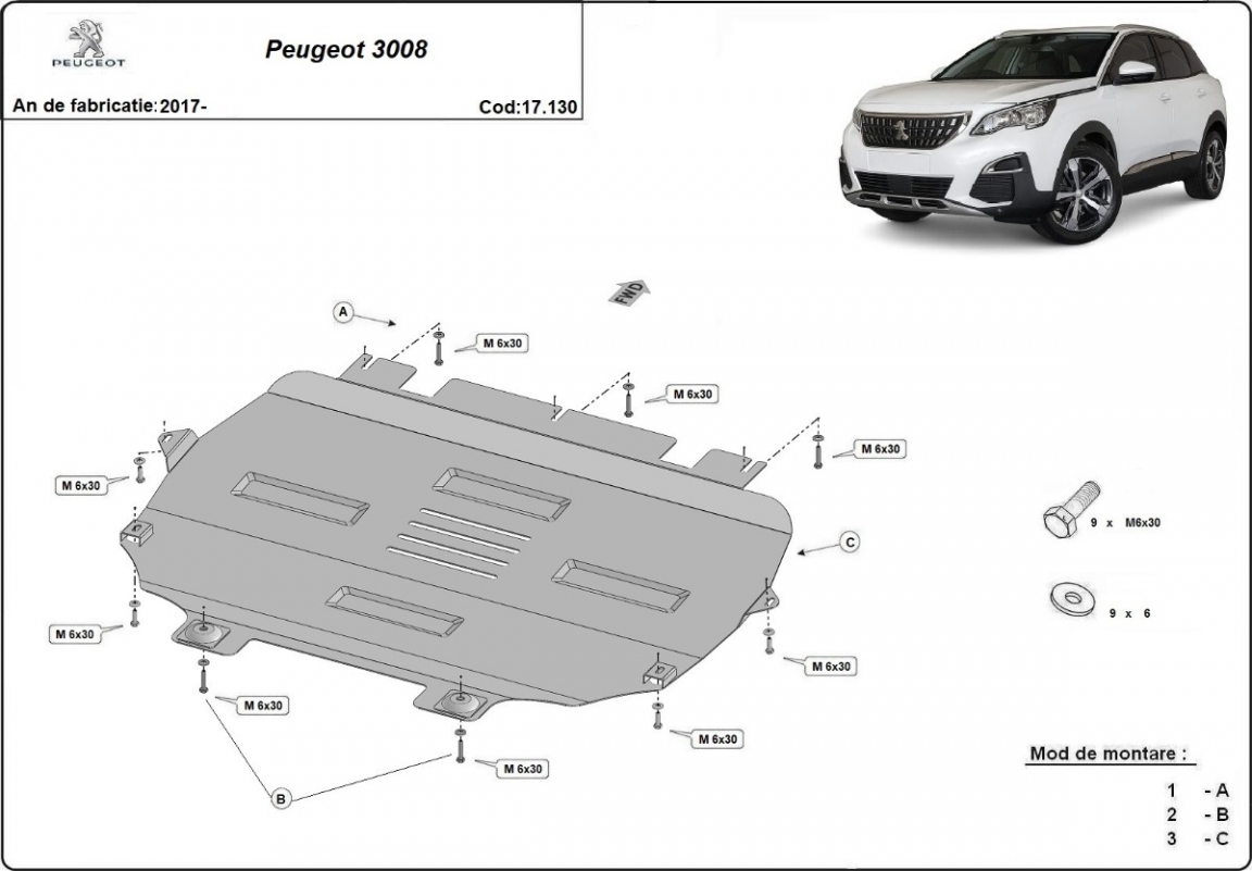 Bunnplate Stål Motor+ | Peugeot 3008 (2017-2026) - 3
