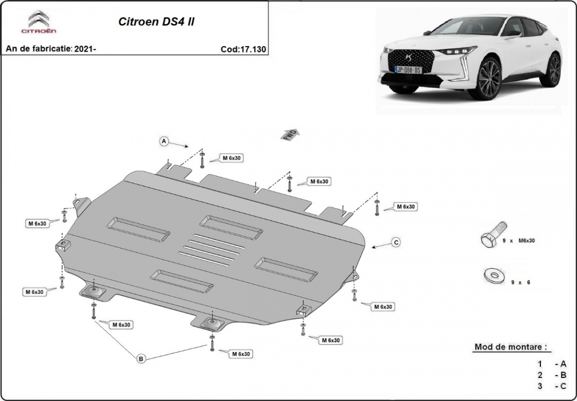 Hasplåt Stål Motor+ | Citroën DS 4 II (2021-2026) - 3