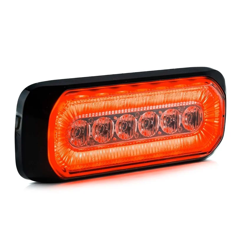 LED R65 warning light + halo ring, amber red 12-24v - 8