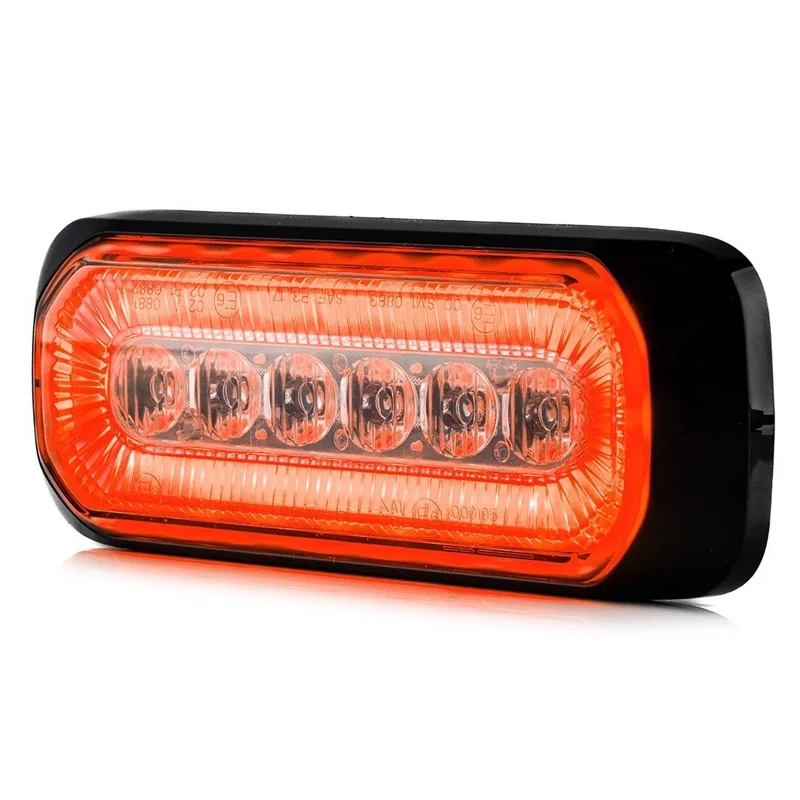 LED R65 warning light + halo ring, amber red 12-24v - 2