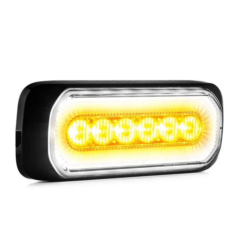 LED R65 varoitusvalo + Halo-rengas, meripihka-valkoinen 12-24v