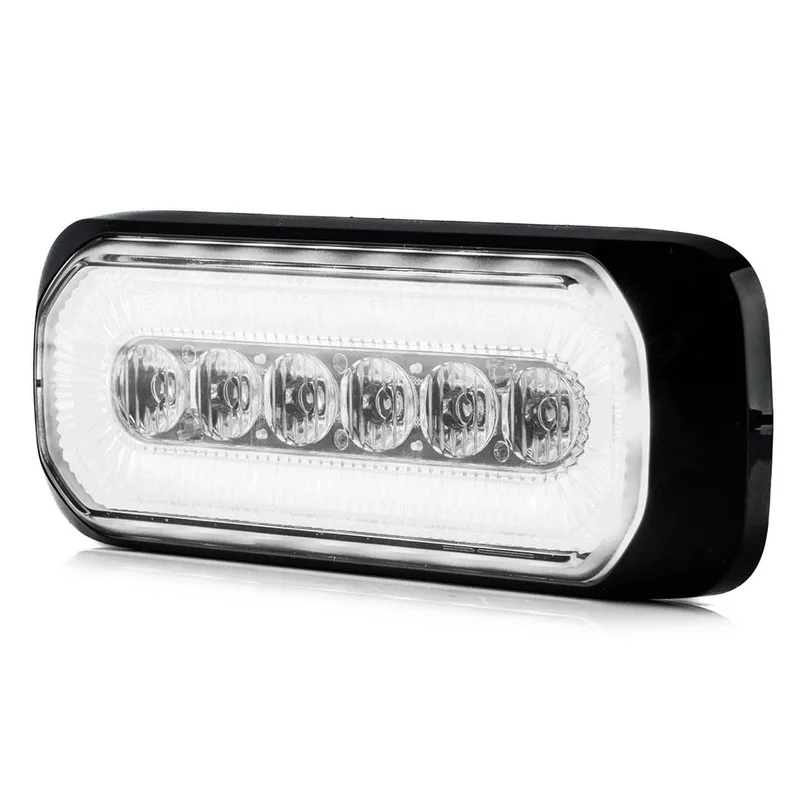 LED R65 varoitusvalo + Halo-rengas, meripihka-valkoinen 12-24v - 3