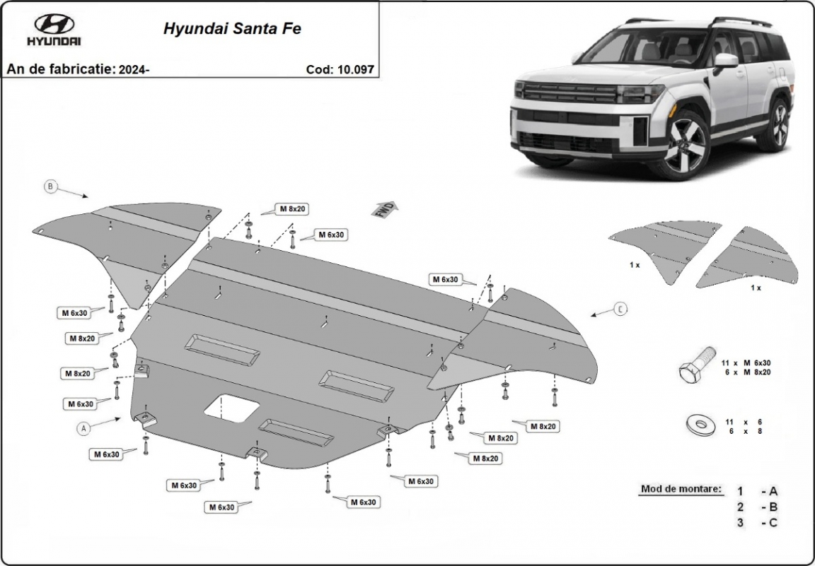 Bundplade Stål Motor+ | Hyundai Santa Fe (2024-2026) - 3
